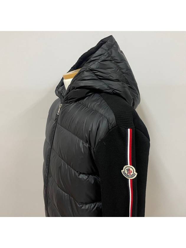 Logo Patch Padded Wool Hooded Jacket Black - MONCLER - BALAAN 3