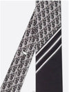 Striped Tie Black White Gray Silk - DIOR - BALAAN 3