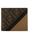 FF Logo Fabric Half Wallet Brown - FENDI - BALAAN 4