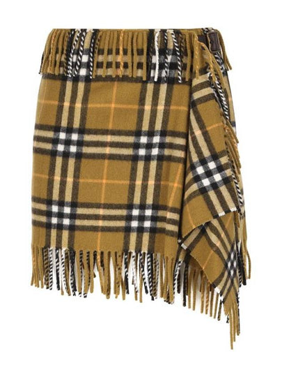 Check Wool Cashmere A-Line Skirt Oxide - BURBERRY - BALAAN 2