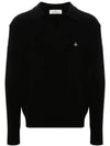 Football Polo Wool Knit Top Black - VIVIENNE WESTWOOD - BALAAN 2