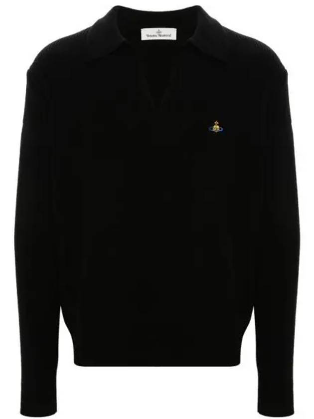 Football Polo Wool Knit Top Black - VIVIENNE WESTWOOD - BALAAN 2