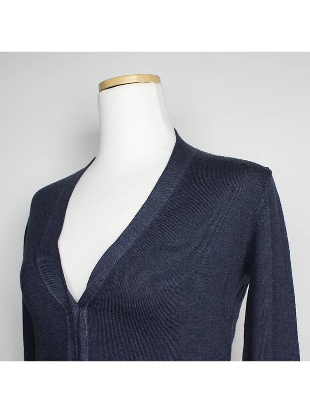 Navy blue pure wool knit cardigan 44 - PRADA - BALAAN 4