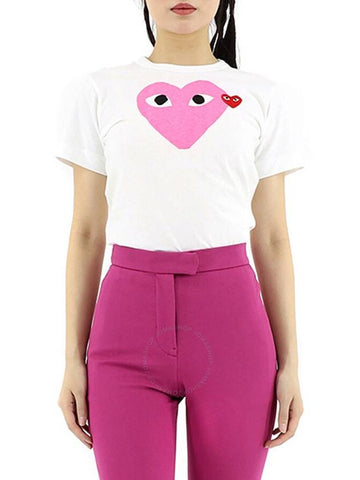 Comme Des Garcons Ladies Double Heart Logo Short-sleve T-shirt, Size Large - COMME DES GARCONS - BALAAN 1