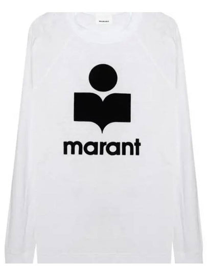 Kieffer Logo Print Linen Long Sleeve T-Shirt White - ISABEL MARANT - BALAAN 2