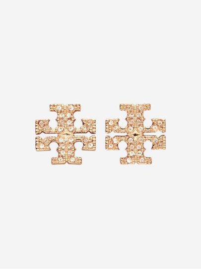 Crystal Logo Stud Earrings Rose Gold - TORY BURCH - BALAAN 2