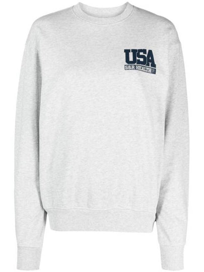 Logo Detail Crew Neck Cotton Sweatshirt Grey - SPORTY & RICH - BALAAN 2