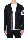 Men's Sustainable Classic Diagonal Wool Cardigan Black - THOM BROWNE - BALAAN 3