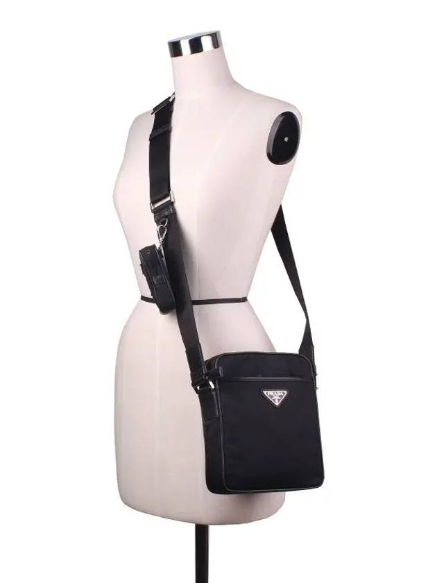 Triangle Logo Re-Nylon Saffiano Leather Cross Bag Black - PRADA - BALAAN 5