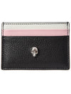 Silver Skull Multiblock Leather Card Wallet Black Pink - ALEXANDER MCQUEEN - BALAAN.