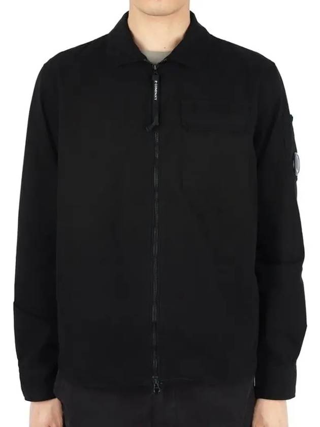 Gabardine Zip Up Long Sleeve Shirt Black - CP COMPANY - BALAAN 3