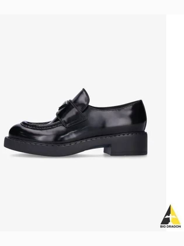 Triangle Logo Chocolate Brushed Leather Loafers Black - PRADA - BALAAN 2