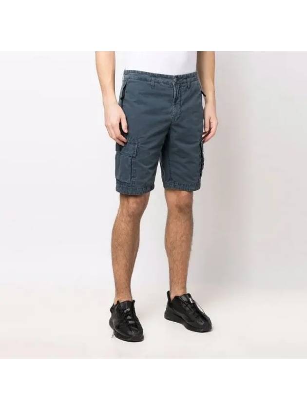 Men's Wappen Patch Pocket Bermuda Cargo Shorts Navy - STONE ISLAND - BALAAN 3