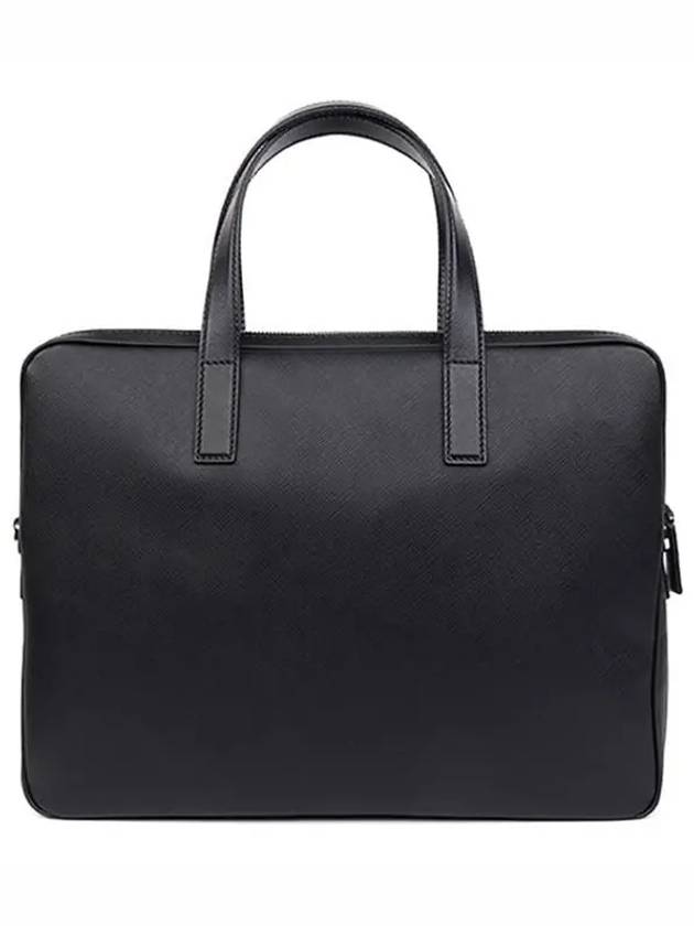 triangle logo saffiano leather brief case black - PRADA - BALAAN 4