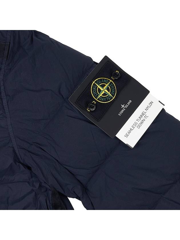 Seamless Logo Nylon Hooded Down Jacket Navy - STONE ISLAND - BALAAN 6