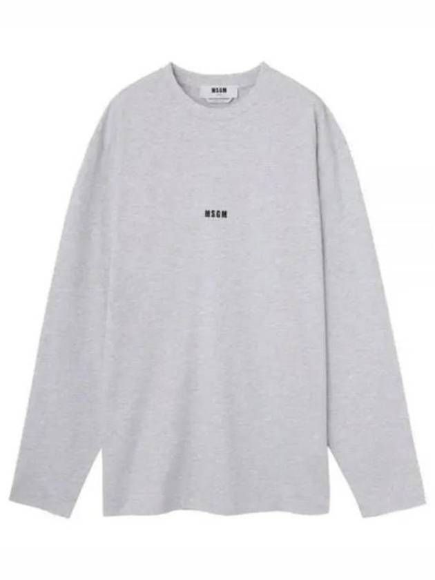 Micro Logo Print Long Sleeve T-Shirt Grey - MSGM - BALAAN 2