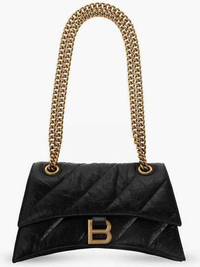 Women's Crush Logo Gold Chain Small Shoulder Bag Black - BALENCIAGA - BALAAN 2