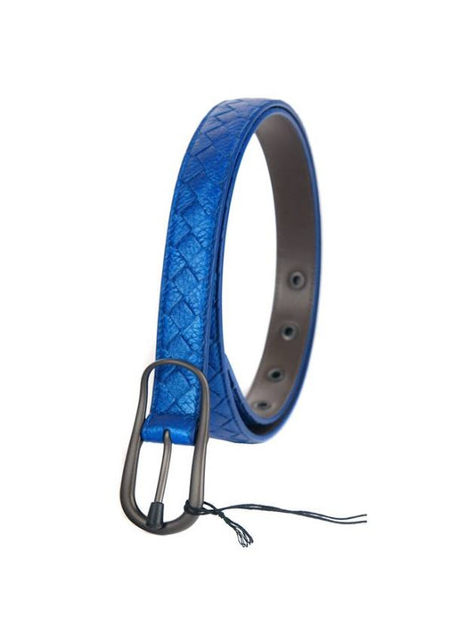 Intrecciato Leather Belt Metal Blue - BOTTEGA VENETA - BALAAN 2