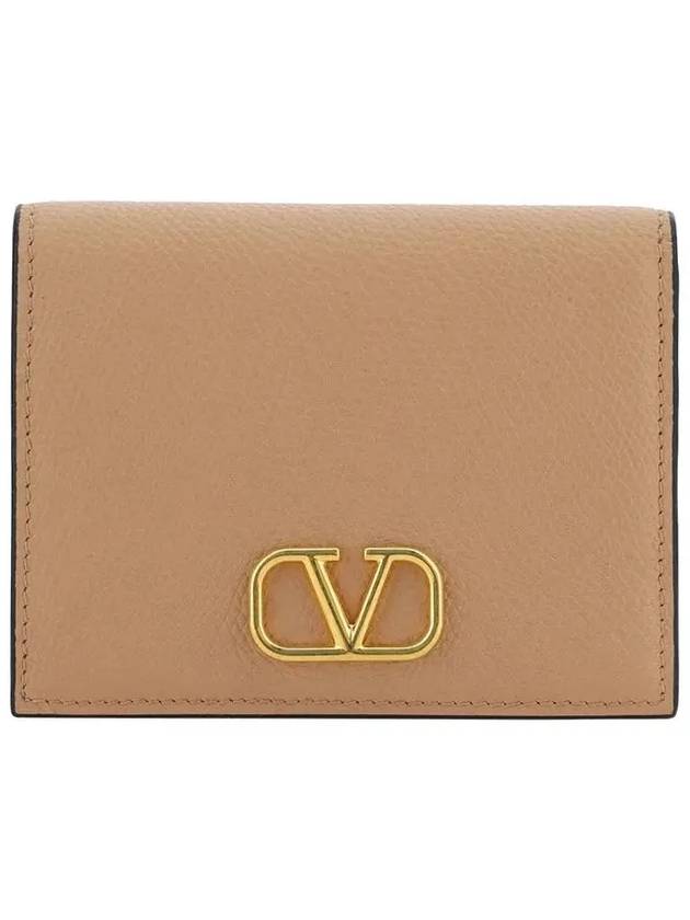 V Logo Signature Flap Compact Half Wallet Rose Canel - VALENTINO - BALAAN 3