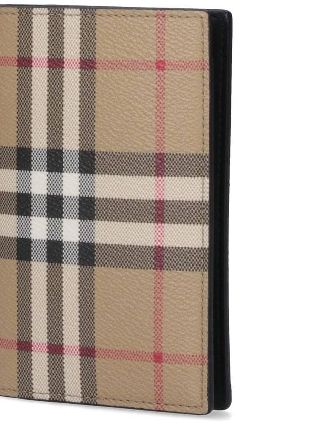 Checked Leather Passport Wallet Beige - BURBERRY - BALAAN 6