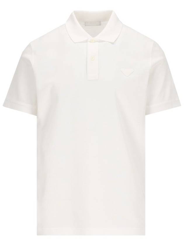 Logo Pique Polo Shirt White - PRADA - BALAAN 2