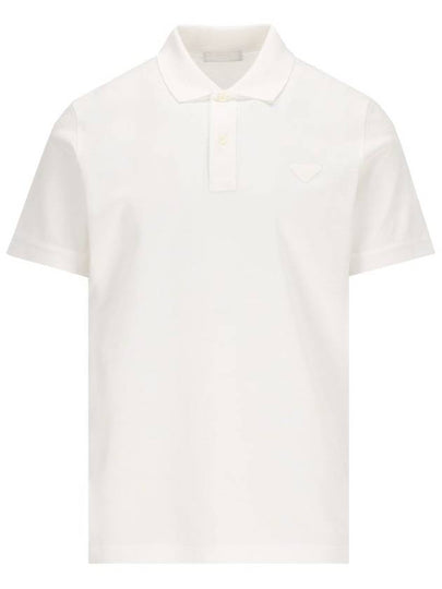 Logo Pique Polo Shirt White - PRADA - BALAAN 2