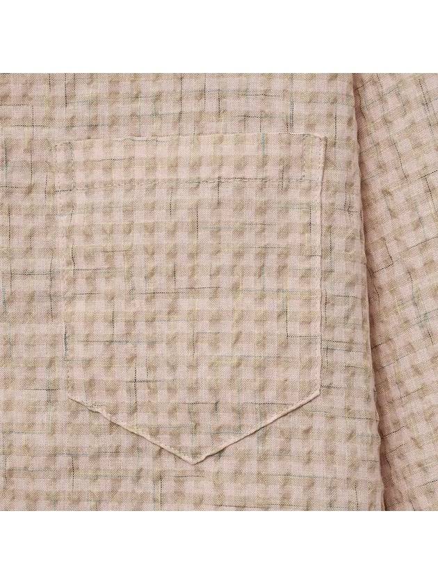 Cotton Wave Check Loose Fit Long Sleeve Shirt Peach Fuzz - NOIRER - BALAAN 7