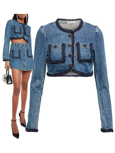 Women's Denim Crop Jacket RS23808J - SELF PORTRAIT - BALAAN 1