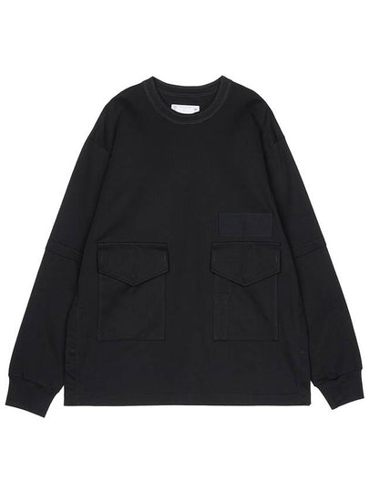 Pocket Detail Cotton Sweatshirt Black - SACAI - BALAAN 2