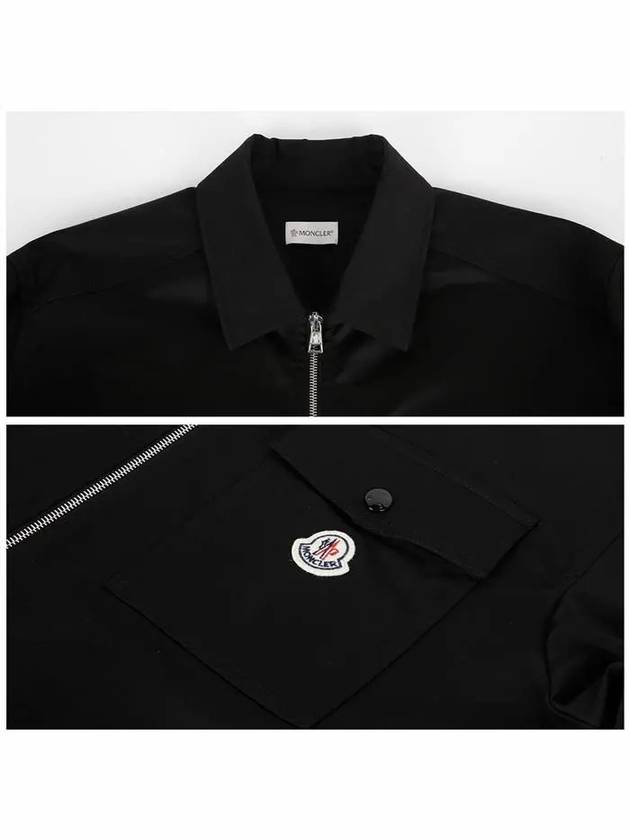 Gabardine Logo Pocket Zip Up Jacket Black - MONCLER - BALAAN 6