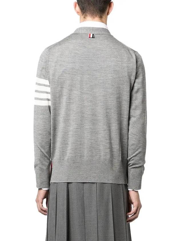 Men's Sustainable Classic Diagonal Wool Cardigan Pale Grey - THOM BROWNE - BALAAN 5