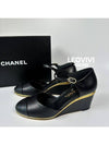 CC Logo Leather Wedge Heel Black 37 G39423 - CHANEL - BALAAN 9