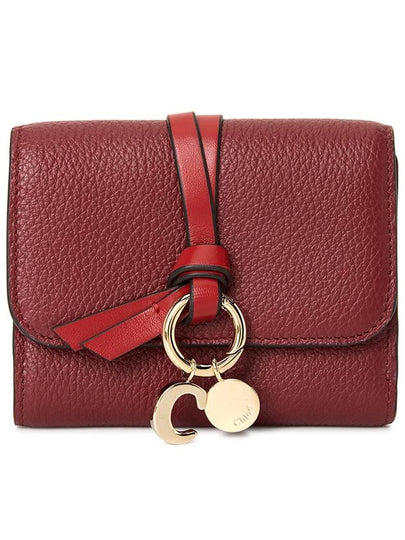 Alphabet Grain Leather Flap Small Half Wallet Red - CHLOE - BALAAN 2