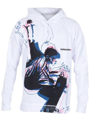 Skateboard Printing Hoodie White - DSQUARED2 - BALAAN 1