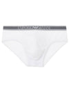 Logo Banding Ribbed Cotton Briefs White - EMPORIO ARMANI - BALAAN 1