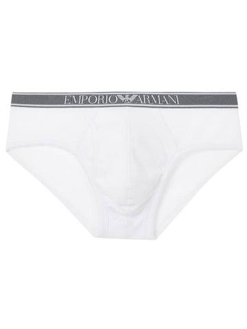 Logo Banding Ribbed Cotton Briefs White - EMPORIO ARMANI - BALAAN 1