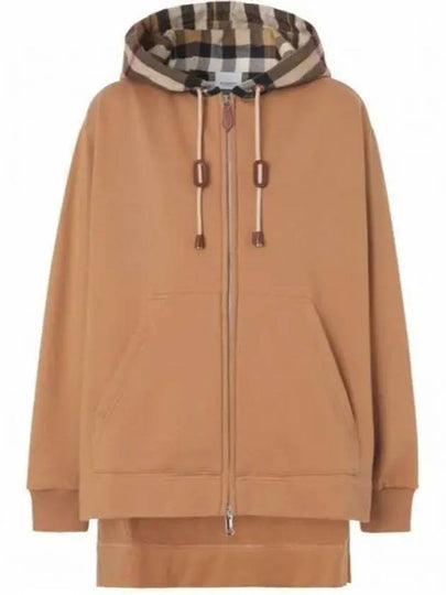 Cotton Check Zip-Up Hoodie Camel - BURBERRY - BALAAN 2