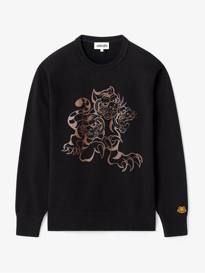 Three Tiger Print Sweatshirt Black - KENZO - BALAAN 2