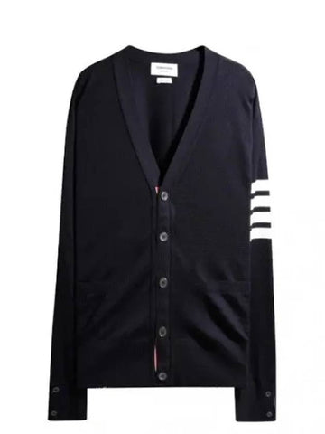 Diagonal Stripe Sustainable Wool Cardigan Men - THOM BROWNE - BALAAN 1