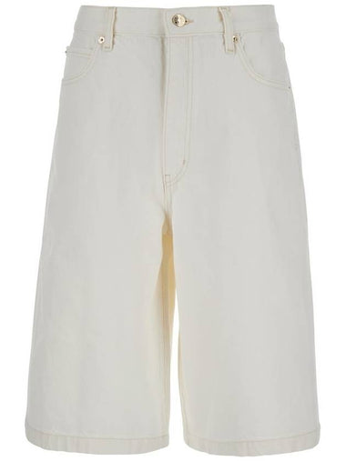 'The Boy Short' White Shorts With Belt Loops In Denim Woman - FRAME - BALAAN 1