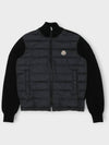 Padded Cotton Zip-Up Cardigan Black - MONCLER - BALAAN 3