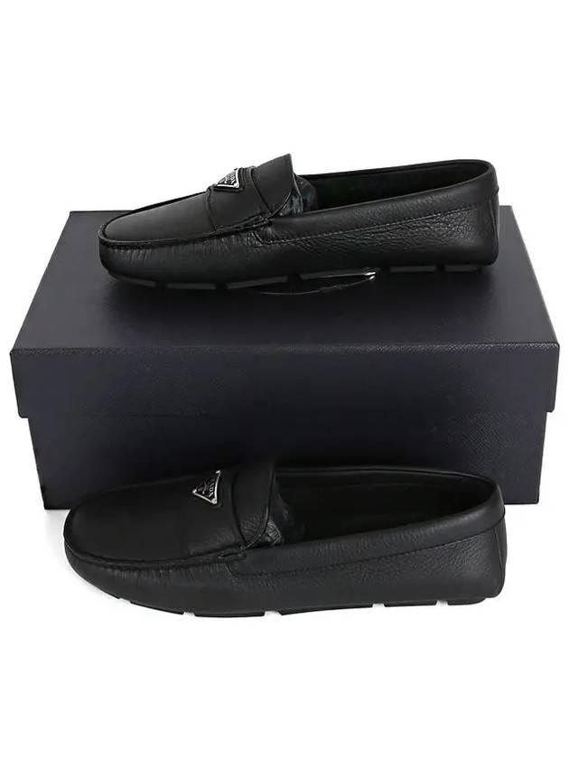 Triangle Logo Leather Driving Shoes Black - PRADA - BALAAN 9