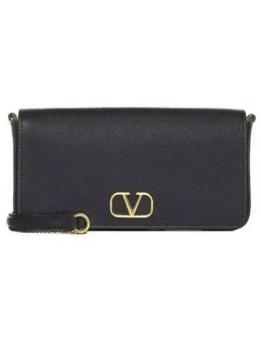 gold V logo signature clutch bag black - VALENTINO - BALAAN 2