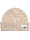 Women's Logo Wool Beanie Sand Beige - GANNI - BALAAN 2