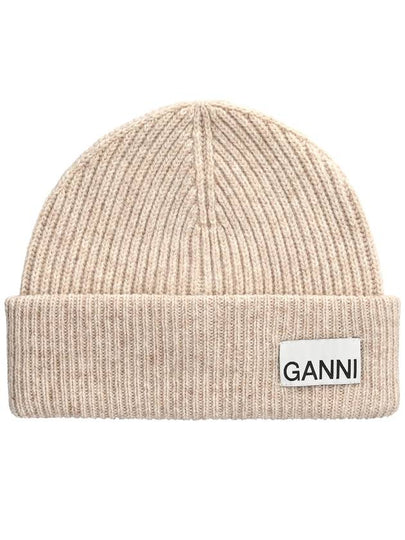 Women's Logo Wool Beanie Sand Beige - GANNI - BALAAN 2