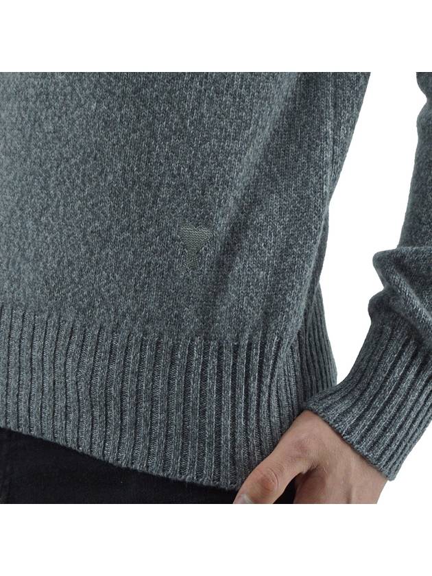 Men's Cashmere Blend Crew Neck Knit Top Grey - AMI - BALAAN 9