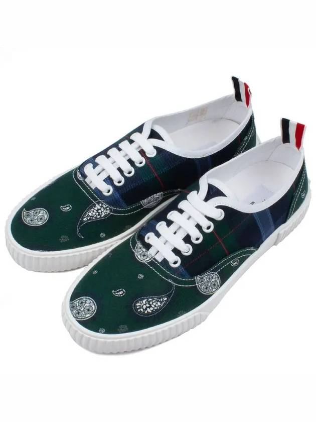 Tartan Paisley Twill Heritage Men's Low Top Sneakers - THOM BROWNE - BALAAN 4