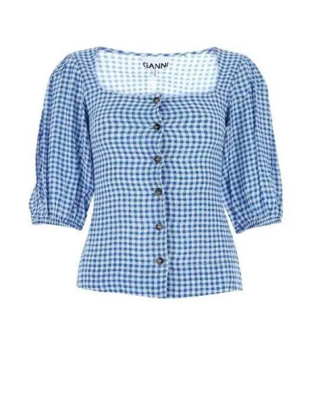 Crepe Button Down Blouse Strong Blue - GANNI - BALAAN 2