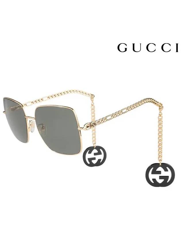 Eyewear Interlocking G Charm Chain Oversized Sunglasses Gold Black - GUCCI - BALAAN.