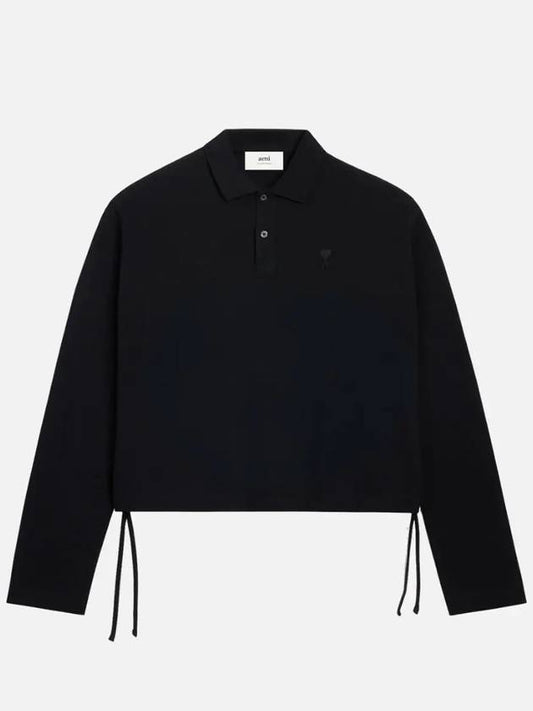 De Coeur Cropped Polo Shirt Black - AMI - BALAAN 2